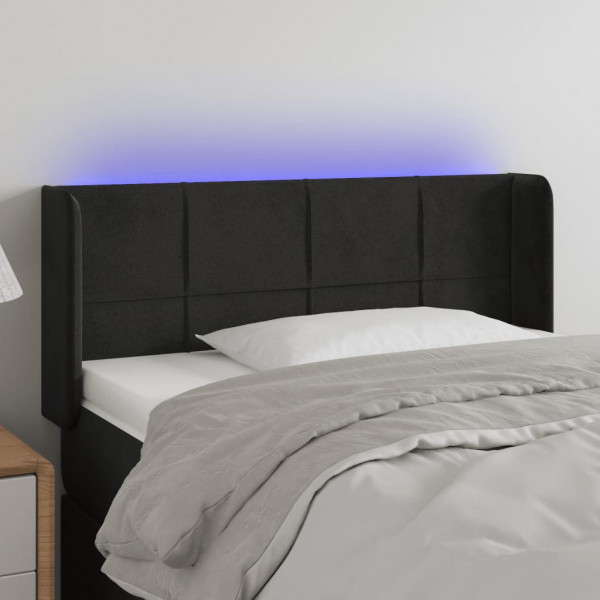 Cabecero con LED de terciopelo negro 103x16x78/88 cm D
