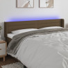 Cabeceira de cama c/ luzes LED tecido 163x16x78/88 cm castanho 1