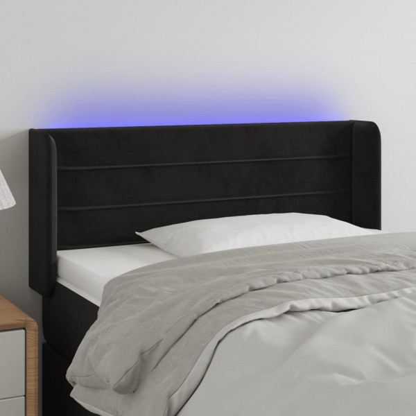 Cabecero con LED de terciopelo negro 83x16x78/88 cm D