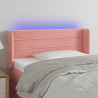 Cabeceira de cama c/ luzes LED veludo 93x16x78/88 cm rosa 1