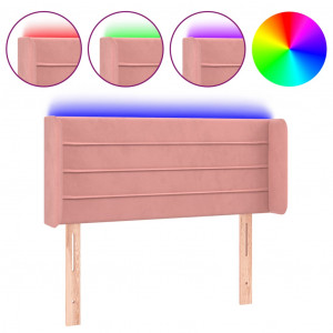 Cabeceira de cama c/ luzes LED veludo 93x16x78/88 cm rosa H