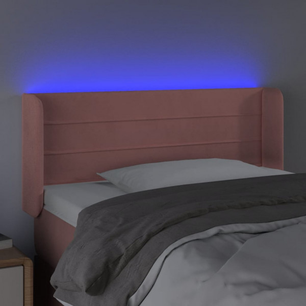 Cabeceira de cama c/ luzes LED veludo 93x16x78/88 cm rosa M 4
