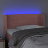 Cabeceira de cama c/ luzes LED veludo 93x16x78/88 cm rosa 4