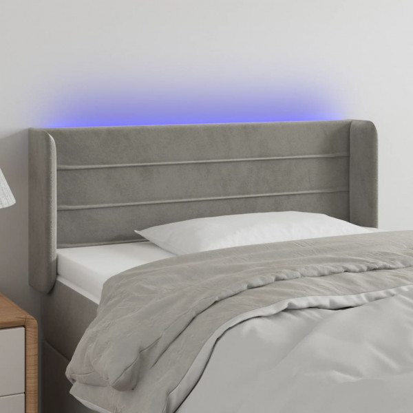 Cabecero con LED de terciopelo gris claro 103x16x78/88 cm D