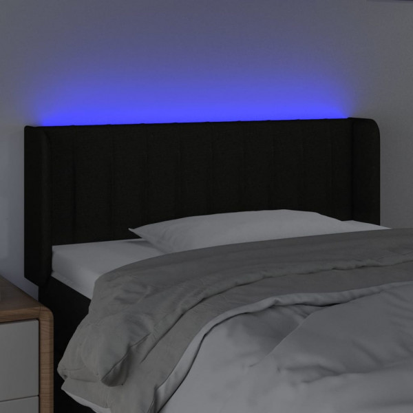 Cabeceira de cama c/ luzes LED tecido 103x16x78/88 cm preto M 4