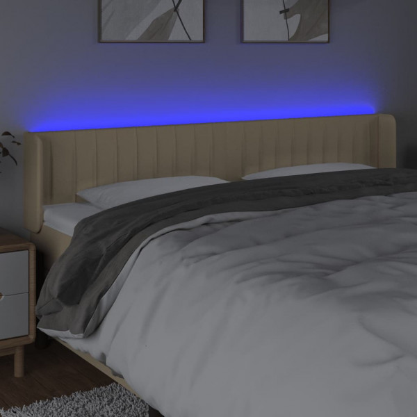 Cabecero con LED de tela crema 203x16x78/88 cm M 4