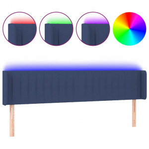 Cabecero con LED de tela azul 203x16x78/88 cm H