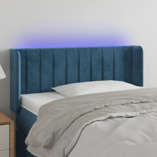 Cabecero con LED de terciopelo azul oscuro 93x16x78/88 cm D