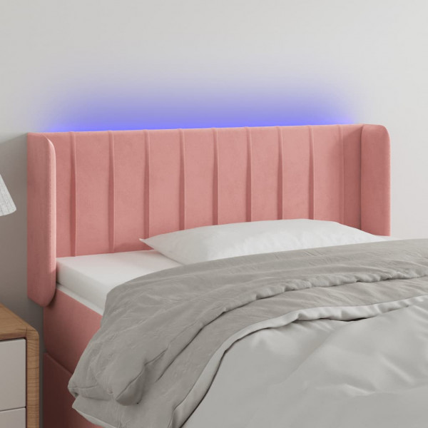 Cabecero con LED de terciopelo rosa 103x16x78/88 cm D