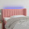 Cabeceira de cama c/ luzes LED veludo 93x16x78/88 cm rosa 1