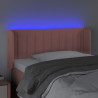 Cabeceira de cama c/ luzes LED veludo 93x16x78/88 cm rosa 4
