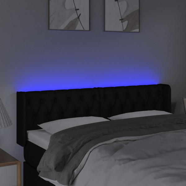 Cabecero con LED de tela negro 163x16x78/88 cm M 4