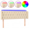 Cabeceira de cama c/ luzes LED tecido 163x16x78/88 cm cor creme 2