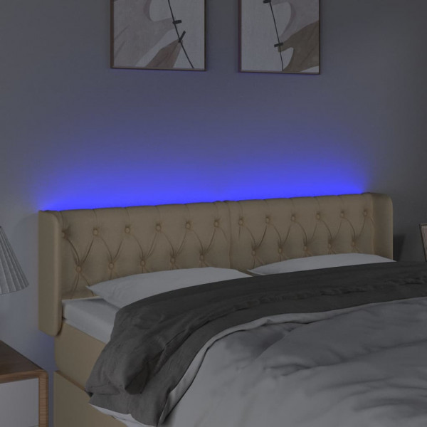 Cabecero con LED de tela crema 163x16x78/88 cm M 4
