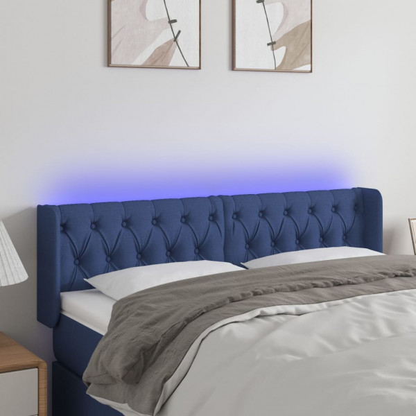 Cabecero con LED de tela azul 163x16x78/88 cm D