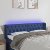 Cabecero con LED de tela azul 163x16x78/88 cm 1
