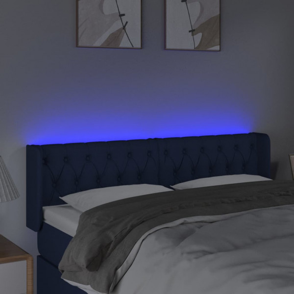 Cabecero con LED de tela azul 163x16x78/88 cm M 4