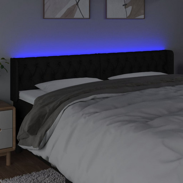 Cabeceira de cama c/ luzes LED tecido 183x16x78/88 cm preto M 4