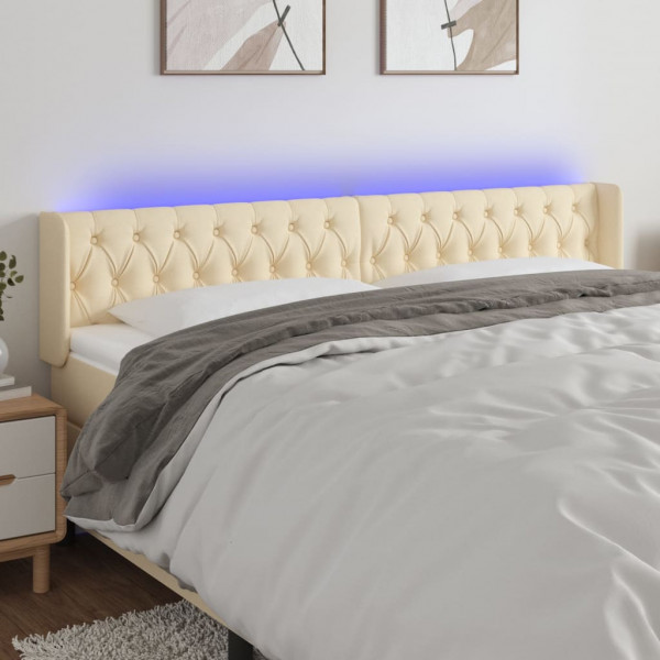 Cabecero con LED de tela crema 183x16x78/88 cm D