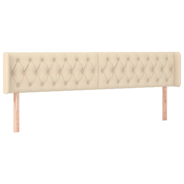 Cabeceira de cama c/ luzes LED tecido 183x16x78/88 cm cor creme M 3
