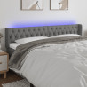 Cabeceira cama c/ luzes LED tecido 203x16x78/88cm cinza-escuro 1