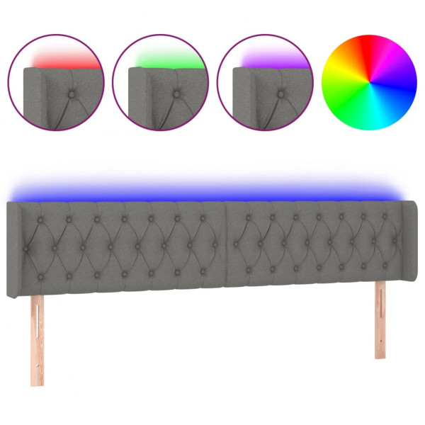Cabecero con LED de tela gris oscuro 203x16x78/88 cm M 2