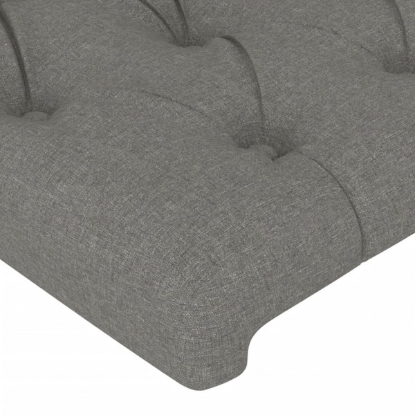 Cabeceira cama c/ luzes LED tecido 203x16x78/88cm cinza-escuro M 5