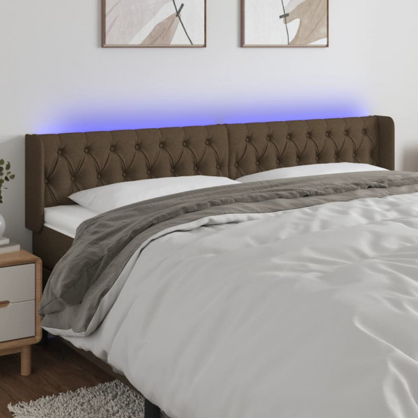 Cabecero con LED de tela marrón oscuro 203x16x78/88 cm D
