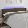 Cabecero con LED de tela marrón oscuro 203x16x78/88 cm 1