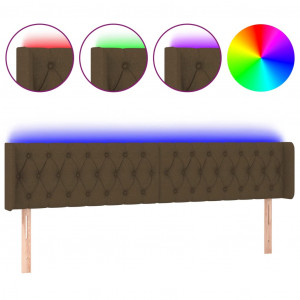 Cabecero con LED de tela marrón oscuro 203x16x78/88 cm H