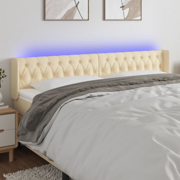 Cabecero con LED de tela crema 203x16x78/88 cm D