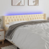 Cabeceira de cama c/ luzes LED tecido 203x16x78/88 cm cor creme 1