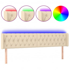 Cabecero con LED de tela crema 203x16x78/88 cm H