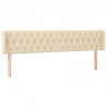 Cabeceira de cama c/ luzes LED tecido 203x16x78/88 cm cor creme 3