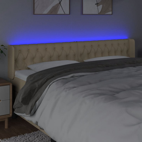 Cabecero con LED de tela crema 203x16x78/88 cm M 4