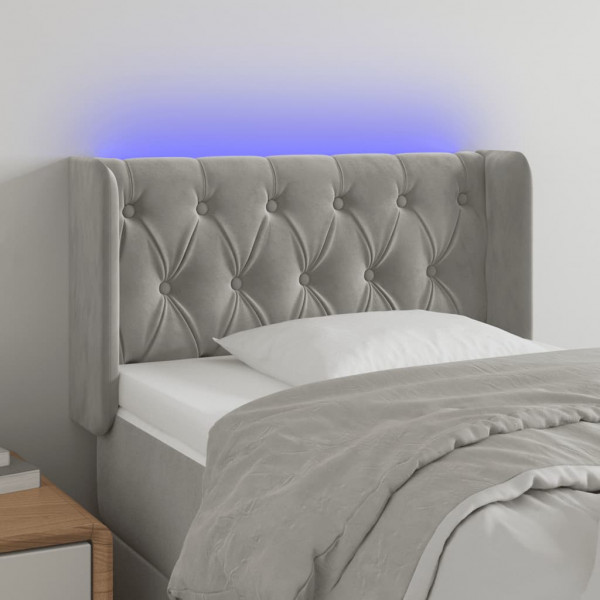 Cabecero con LED de terciopelo gris claro 83x16x78/88 cm D