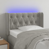 Cabecero con LED de terciopelo gris claro 83x16x78/88 cm 1