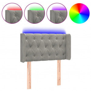 Cabeceira de cama c/ luzes LED veludo 83x16x78/88cm cinza-claro H