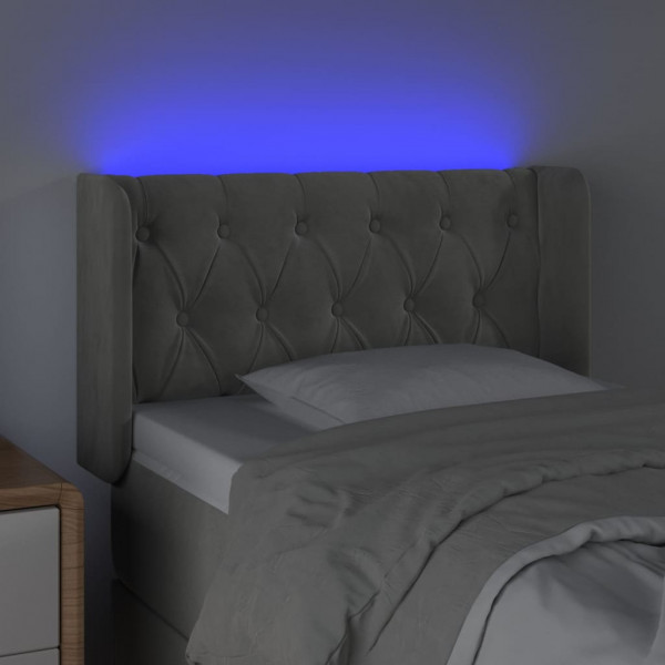 Cabecero con LED de terciopelo gris claro 83x16x78/88 cm M 4
