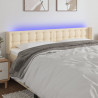 Cabeceira de cama c/ luzes LED tecido 183x16x78/88 cm cor creme 1