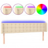 Cabeceira de cama c/ luzes LED tecido 183x16x78/88 cm cor creme 2