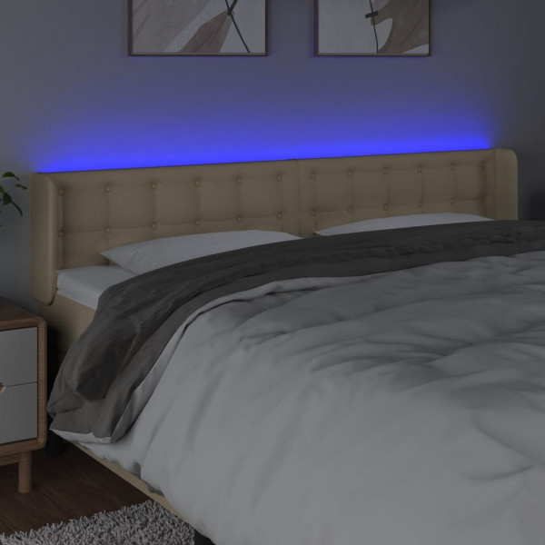 Cabecero con LED de tela crema 183x16x78/88 cm M 4