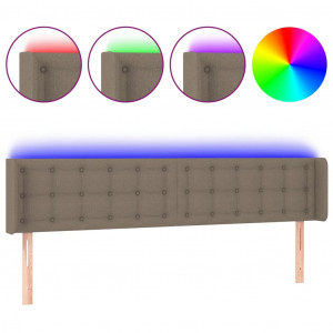 Cabecero con LED de tela gris taupe 203x16x78/88 cm H