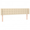 Cabeceira de cama c/ luzes LED tecido 203x16x78/88 cm cor creme 3