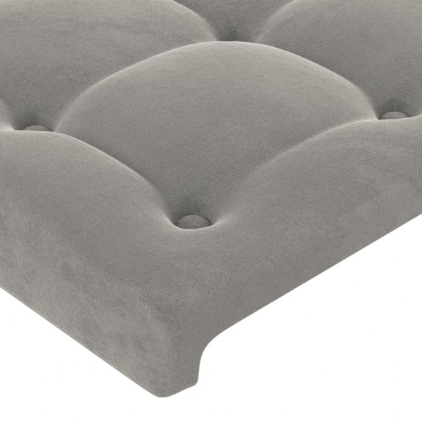 Cabeceira cama c/ luzes LED veludo 103x16x78/88 cm cinza-claro M 5