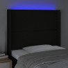 Cabeceira de cama c/ luzes LED tecido 93x16x118/128 cm preto 4