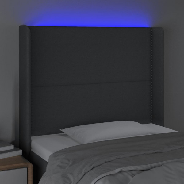 Cabecero con LED de tela gris oscuro103x16x118/128 cm M 4