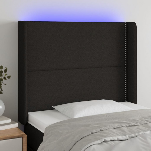 Cabecero con LED de tela negro 103x16x118/128 cm D