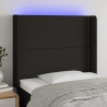 Cabecero con LED de tela negro 103x16x118/128 cm 1