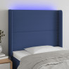 Cabecero con LED de tela azul 103x16x118/128 cm 1